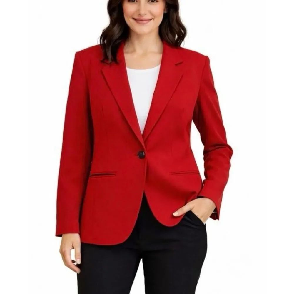 Vintage Harve Benard 100% wool red single button blazer M